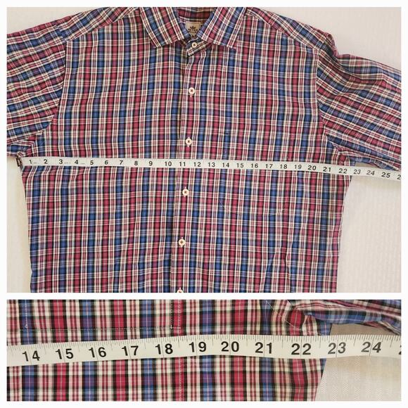 Peter Millar Plaid Button-down Shirt, 100% Cotton, long sleeved, size M Medium - Picture 6 of 12